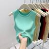 Chaleco de Punto Verde Menta Estilo Europeo para Mujer Primavera y Verano Base Cubo Tirantes Top sin Mangas Estilo Coreano