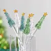 Resistente a altas temperaturas vidro borossilicato alto árvore de Natal palito para misturar café chá com leite leite em pó colher palito para misturar coquetel presente