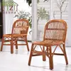 Silla de Ratán Real, Silla de Ratán para Ocio, Silla Pequeña, Silla con Respaldo, Silla para Casa de Té, Silla de Ratán para Balcón Exterior, Silla Pequeña de Ratán de una Pieza