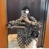 Mx3/23 a las 19:00: Chamarra Camisa Larga de Algodón Suave Teñido en Hilo con Diseño a Cuadros Estilo Japonés en Capas