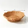 Bandeja de armazenamento de lanches de frutas trançada em rattan não imitativo, cesta de frutas secas para mesa de centro, tigela de doces, tigela de armazenamento de rattan para frutas