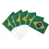 No. 8 banderas de Brasil 14 * 21 cm bandera de poliéster fabricante bandera de mano de Brasil en stock al por mayor con asta