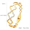 Moda Luxo Leve Ins Trevo de Quatro Folhas Flor Diamante Pulseira de Aço Inoxidável Feminina de Alta Qualidade Banhada a Ouro 18K Joia Francesa Feita à Mão