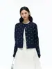 Cárdigan de punto retro de lunares estilo japonés con cuello redondo, nueva colección otoño/invierno para mujer, corte holgado, casual y versátil