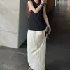 Falda Midi Recta de Encaje con Cordones en la Cintura Estilo Coreano Falda Larga Holgada que Cubre la Cadera Versátil Cómoda Casual para Salir Todos los Días
