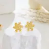 Pendientes de copo de nieve esmerilados de personalidad de moda europea y americana, pendientes de titanio y acero simples de temperamento femenino, populares, no se decoloran, venta al por mayor, versátiles