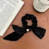 Elástico de Cabelo Elegante com Laço de Veludo para Mulheres, Fofo para Coque de Outono e Inverno