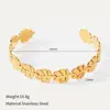Nuevo Pulsera Abierta de Acero Inoxidable Transfronteriza para Mujer, Versátil Estilo Ins con Diseño de Espiga de Trigo, Joyería Irregular de Acero Inoxidable de Lujo Ligero