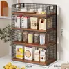 Prateleira de Armazenamento para Mesa de Trabalho Cozinha Organizador Multifuncional em Camadas Mesa de Jantar Lanche Mesa de Centro Porta-Copos Caixa de Armazenamento para Saquinhos de Chá Bancada
