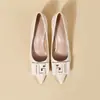 Zapatos de Tacón Alto Color Nude para Mujer con Tacón Fino Nuevos 2026 Primavera y Otoño Zapatos de Salón de Charol con Lazo y Punta Fina Zapatos Profesionales para el Trabajo