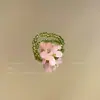 Anillo elástico de cuentas con flor violeta para mujer, Anillo colorido de verano con temática de comida dulce, Anillo de diseño nicho para fiesta de estudiantes