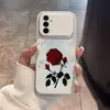 Funda de pintura al óleo rosa roja adecuada para Samsung S25FE 5G, funda suave, cobertura total, simple, moderna, personalizada, ventana grande, anticaídas