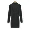 Vestido Camiseta Francés Sexy de Cuello Alto sin Mangas para Mujer Otoño Nuevo Estilo Elegante Adelgazante Bodycon Falda Corta