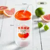 Copos de Vidro Tendência Estilo Desenho Animado com Canudos para Uso Doméstico, Copos de Água de Alta Estética para Meninas, Copos de Cola de Alto Borossilicato no Atacado, Copos de Café