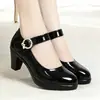 Hebilla de Corazón con Pedrería Plataforma Impermeable Tacón Grueso Zapatos Mary Jane Viaje de Maestro Rendimiento Tacón Alto Zapatos de Salón