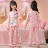 2026 Sudeste Asiático Comercio Exterior Nuevo Estilo Seda de Leche Cuello Redondo Manga Larga Pantalón Largo Conjunto de Pijama y Ropa de Casa para Niños y Niñas Venta al por Mayor