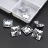 Piedra Suelta Blanca de Circonita Cuadrada, Gema Transparente de Corte Princesa, Gema Sintética, Piedra para Accesorio de Joyería