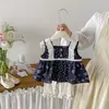 Vestido de Bebé Dianxi Dulce de Encaje Floral sin Mangas Verano Nuevo Estilo Casual Versátil Leggings para Bebés Niñas