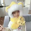 Conjunto de Chapéu e Cachecol Infantil Tudo-em-Um Outono e Inverno Fofo de Pelúcia Quente para Meninos e Meninas Espessado Proteção de Orelha para Bebê