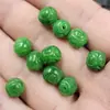 Contas verdes esmeralda com padrão verde seco, contas soltas de jade estilo vintage, contas cilíndricas de esmeralda, contas finamente esculpidas para confecção de joias
