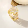 Anillo Ladrillo de Diseño Nicho de Alta Gama Lujo Accesible para Mujer Moda Europea y Americana Creativo Zirconia Chapado en Oro Anillo Abierto Ajustable