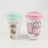 Suministro directo de fábrica taza de café recta de doble capa de 350 ml con dibujos animados, taza acompañante portátil