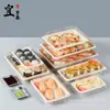 Caja de sushi desechable comercial para llevar caja de embalaje ecológica biodegradable rectangular plato japonés para sushi embalaje lonchera
