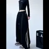 Calça de Moletom Estilo Esportivo High Street Estilo Americano para Mulheres, Tamanho Plus, Caimento Solto, Estilo Jogger, Adequada para Primavera e Outono, Calça de Moletom Casual de Perna Larga