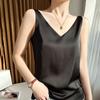 Camisola de Celebridade Cibernética Feminina de Verão com Decote V Conjunto com Tecido tipo Seda Cetim de Seda Slim-fit Camisa Base