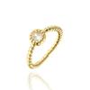 Aogu Fuente Transfronteriza Anillo Abierto de Cobre con Microincrustaciones de Zirconia Estilo Retro Bohemio Chapado en Oro de 18K para Mujer