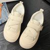 Zapatos Blancos de Velcro Crema de Primavera y Otoño para Mujer, Feos pero Lindos, Primavera Nuevo Chic Nicho, Zapatos de Plataforma de Cabeza Grande, Suela Gruesa, Zapatos de Pan