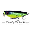 Cebo flotante de agua Luya Bait Son Dog de 55 mm y 5 g, cebo blanco Raffe para pesca de trucha con boca de caballo