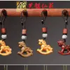 Accesorios de Madera Maciza Tallada de Caballo del Zodiaco Volador Cadena para Teléfono Móvil Colgante Yiming Xianyuan Llavero Creativo de Caballo de Sándalo