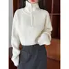 Suéter de Punto Suelto Estilo Coreano Otoño Nuevo 2026 con Cuello Alto, Media Cremallera Corta para Mujer 17934