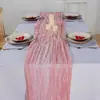 Caminho de mesa bali vermelho de Ano Novo, mesa de sobremesas para festa de casamento, toalha de mesa longa torcida, decoração com atmosfera de Natal