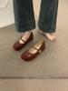 Zapatos de Noche Suaves Estilo Francés con una Sola Correa, Punta Redonda con Empalmes, Zapatos de Ballet Mary Jane de Tacón Interno, Zapatos de Tacón Individual Rosa para Mujer
