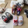Pantuflas de Felpa a Cuadros y Bloques de Color para Niñas, Cálidas para Otoño e Invierno, Lazo de Dibujos Animados, Antideslizantes, Pantuflas de Algodón para el Hogar, Tejidas