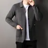 Cardigan de Tricô Popular Transfronteiriço Jaqueta Suéter Masculina Tendência Casual Masculina Cor Sólida Simples Top Atacado