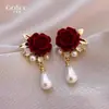 Pendientes de Perlas de Little Pony Rojos para Mujer 2025 Nueva Tendencia de Lujo Ligero Clavos Pendientes Súper Hermosos
