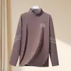 Camiseta base de terciopelo de doble cara para hombre para otoño e invierno, ropa interior térmica de terciopelo alemán de doble cara con cuello medio alto, camiseta de manga larga