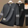 Sudadera con forro polar para hombre, nuevo modelo otoño e invierno 2025, cuello redondo, corte holgado, sin capucha, chaqueta de manga larga para hombre, moderna