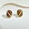 Pendientes Ovalados de Diseño de Nicho de Gama Alta en Color Borgoña, Pendientes de Moda y Elegantes para Mujer