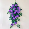 Revestimiento de pared de enredadera de rosas artificiales de alta gama y realista, adecuado para decorar paredes de sala de estar, con follaje y enredaderas de flores artificiales, incluyendo plantas colgantes