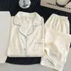 Pijama para mujer al por mayor transfronterizo, estilo fino para primavera y otoño, algodón nube, lunares, manga larga, pantalón largo, conjunto holgado dulce para casa