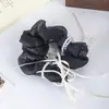 Scrunchie de rede com laço de pérolas para mulheres, de alta qualidade e doce, elástico de cabelo elegante para coques e rabos de cavalo