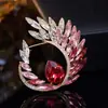 Broche de Pluma de Fénix de Cristal Elegante de Lujo Ligero para Mujer Pin de Ramillete Exquisito de Trabajo Pesado de Gama Alta Accesorio de Traje