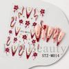 Adesivos de Unhas Artísticas Novos Transfronteiriços Outono e Inverno Vinho Marrom Azul Flor Anel Pendurado Micro-Esculpido Adesivos de Unhas Atacado