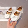 Zapatos de Cuero para Niñas Zapatos de Princesa Suela Suave Primavera Otoño Zapatos de Una Sola Temporada 2024 Nuevo Otoño Invierno Lazo de Perla Zapatos Pequeños de Cuero para Niños