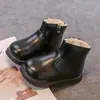 Zapatos Cálidos de Algodón para Niña Color Sólido Botas Martin Forradas de Felpa Nuevas Llegadas Invierno 2025 Botas de Cuero Espesadas Color Sólido para Niños