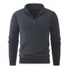 Suéter Pulóver de Punto Casual con Media Cremallera para Hombre de Comercio Exterior Otoño/Invierno Joven Delgado Moderno Engrosado Cálido Capa Base